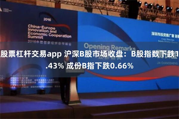 股票杠杆交易app 沪深B股市场收盘：B股指数下跌1.43% 成份B指下跌0.66%