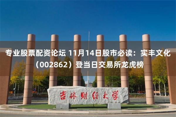 专业股票配资论坛 11月14日股市必读：实丰文化（002862）登当日交易所龙虎榜